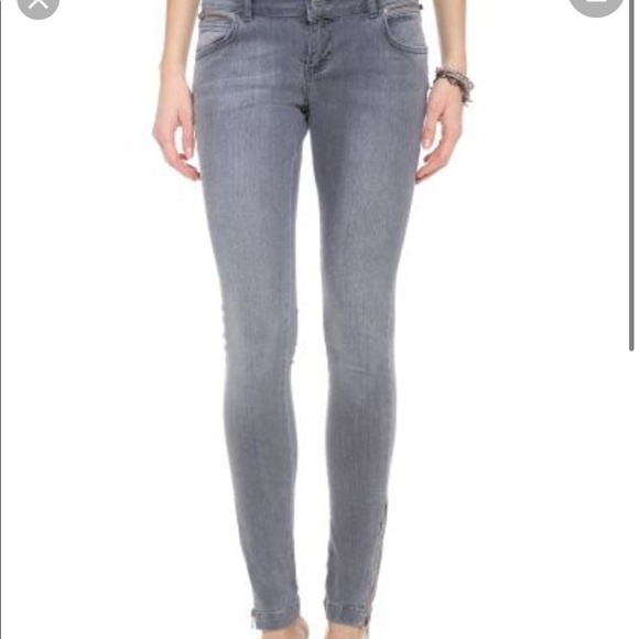 Anine Bing Women's Grey Double Zip Skinny Jeans - 25 - Picture 3 of 9